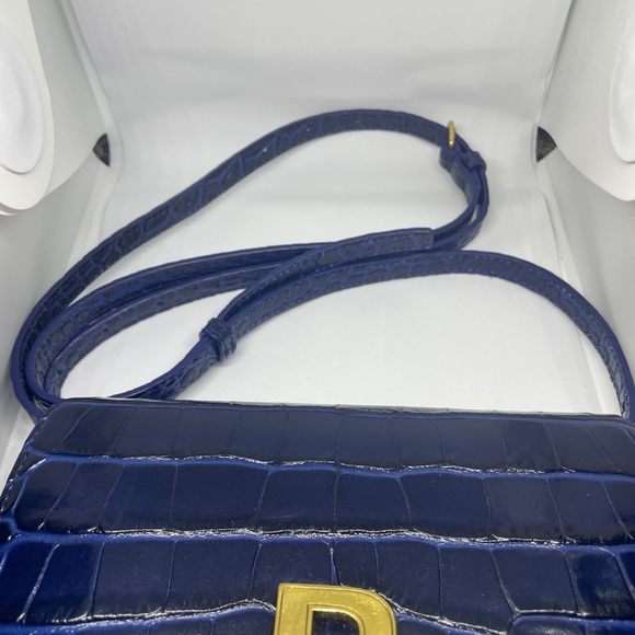 Balenciaga Small Embossed Croc B Navy Bag - Picture 8 of 9